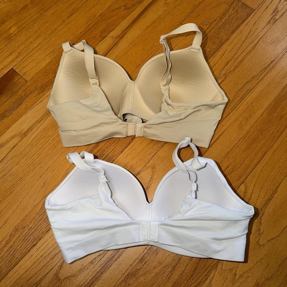Truekind‎ Bra Womens Large White Beige Wireless Padded Seamless Lot Of 2 - Picture 3 of 6
